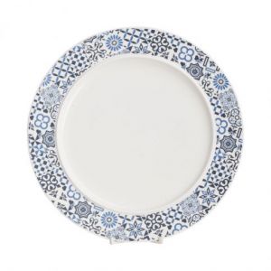ALBERTA Plate Porcelain White/ Blue Dia28