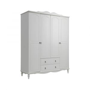 Tủ Quần Áo 4 Cánh Gỗ MDF ANASTASIA Màu Trắng W180xD63xH220Cm
