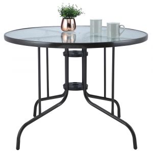 Bàn Ngoài Trời Kính Cường Lực STAMPA Màu Nâu W100xD100xH70Cm