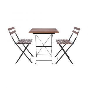Bộ Bàn Ghế Ngoài Trời Gỗ Đặc SECTO Màu Gỗ W60xD60xH70Cm