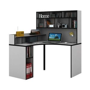 SAGGIO -P Corner desk+hutch WT/BK