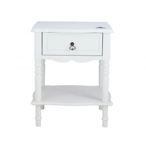 Tủ Đầu Giường Gỗ Cao Su ANASTASIA PLUS Màu Trắng W47xD45xH45Cm