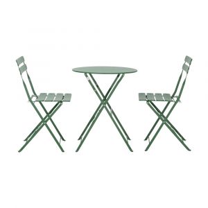 Bộ Bàn Ghế Ngoài Trời Kim Loại RIVIERA
 Màu Xanh Lá W60xD60xH70.5Cm