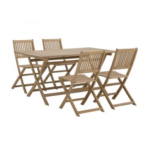 Bộ Bàn Ăn 4 Ghế Gỗ Keo MALDIVES Màu Gỗ Tự Nhiên W150xD80xH74 Cm