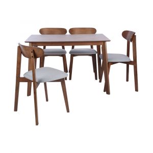 MICHELL Wood dining set(1T+4C) WN/GY
