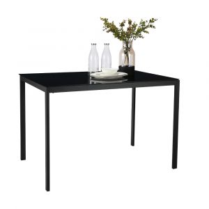 Bàn Ăn Kính cường lực HENRY Màu Đen W110xD75xH73.6Cm