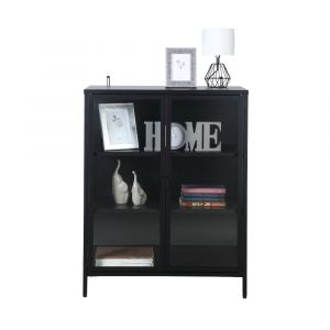 SHOWBIZ  Low glass cabinet W80 cm BK