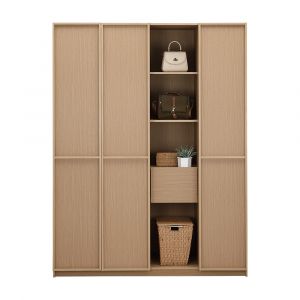 Tủ Quần Áo 4 Cánh Gỗ Công Nghiệp FUKUOKA Màu Gỗ Sồi W160xD61xH210Cm