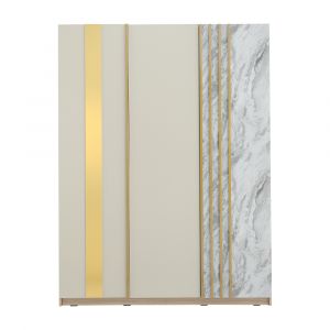 Tủ Quần Áo 3 Cánh Gỗ Công Nghiệp VALUX Màu Vàng Nhạt/Xám Đậm W150xD58.6xH200Cm