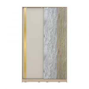 Tủ Quần Áo Cửa Trượt Gỗ Công Nghiệp VALUX Màu Vàng Nhạt/Xám Đậm W120xD60xH200Cm