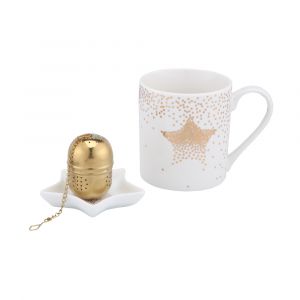 LUCI Mug+Tray+Infuser 3pcs/set WT/GD