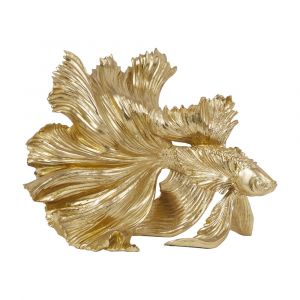 Tượng Trang Trí Cá Betta Nhựa Polyresin ALLISEY Màu Vàng Kim W39xD19.5xH30Cm