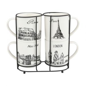 CANTRY Mug 285ml+stand 5pcs/set WT/BK