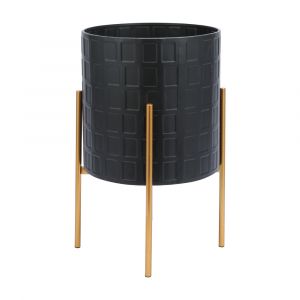 HILTON Plant pot w/stand D36xH59cm BK/GD