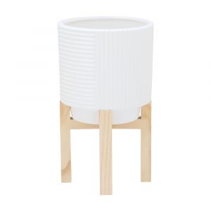 KAREN Plant pot+wooden stand WT/NT