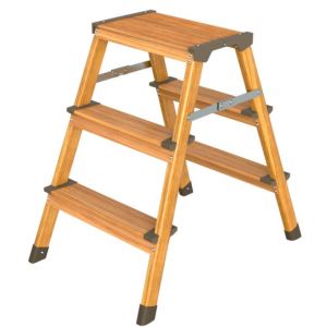 Thang Ghế 3 Bậc Nhôm GANA Màu Gỗ 3 Bậc