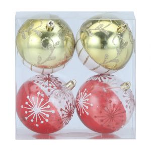 KENNY ORNAMENT BALLS 4 PCS/SET RD/GD
