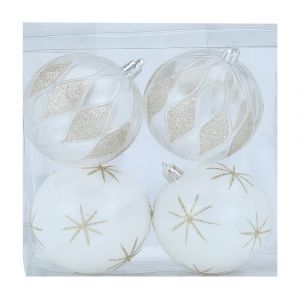 KARL ORNAMENT BALLS 4 PCS/SET WT/GD