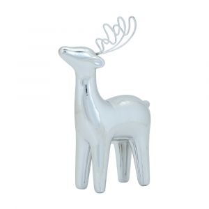 Tượng Trang Trí Gốm Sứ REINDEERA Màu Bạc W11.5xD5xH17Cm