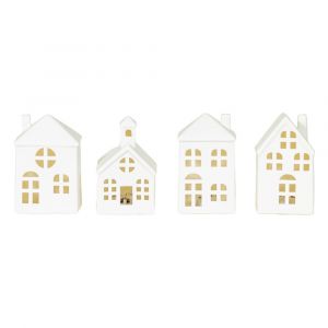 TOWN HOUSE SCULPTURE+LED 4 PCS/SET WT