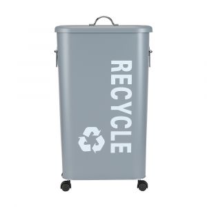LIDIN Dust bin with lid+wheel 41L GY