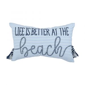 Gối Tựa Vải Cotton COASTAL-BEACH Màu Trắng W30xD50xCm