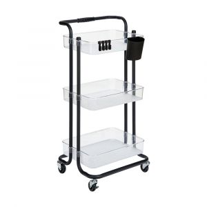 KLEAR 3-Tier Multipurpose Shelf PET Plastic Black W42.5xD35.5xH83 Cm