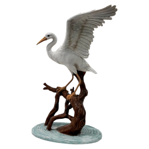 HELEN White Resin Glass Heron Statue W30.8xD27.4xH46Cm