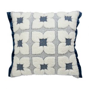 SHERPA FLORA-FULL Synthetic Fiber Pillow Blue W45xD45xH10Cm