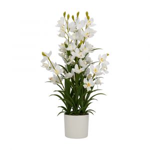 CYMBIDIUM Polyester Artificial Plant White W50xD45xH90 Cm