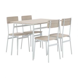 VICKI Dining Set 1T,4C LBN/WT