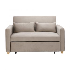 MIKI Velvet Fabric Sofa Bed Dark Brown W139xD86xH87Cm