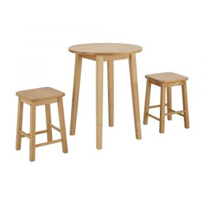 Bộ Bàn Ăn 2 Ghế Gỗ Cao Su KOFF Màu Gỗ Tự Nhiên W60xD60xH75 Cm