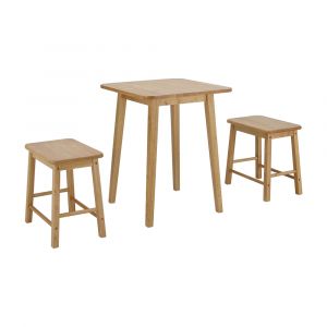 Bộ Bàn Ăn 2 Ghế Gỗ Cao Su KOFF Màu Gỗ Tự Nhiên W60xD60xH75 Cm