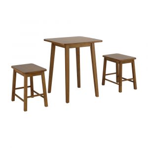 KOFF Rubber Wood Dining Set 2 Chairs Dark Brown Color W60xD60xH75 Cm