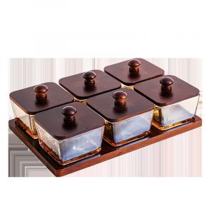 Glass Jam Tray With 6 Compartments