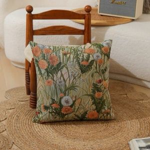 Pillow With Red And Orange Flowers