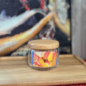 Pop Jar Glass 325ml with Wooden Lid