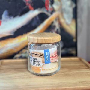 Pop Jar Glass 500ml (Clear) with Wooden Lid