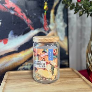 Pop Jar Glass 750ml with Wooden Lid