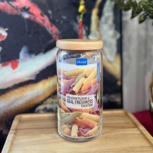 Pop Jar Glass 1000ml with Wooden Lid