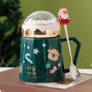 Cốc giáng sinh màu xanh kèm thìa ông già noel