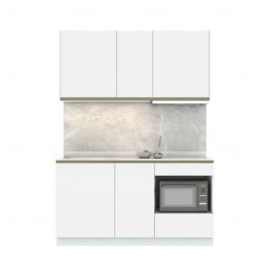 Tủ Bếp Gỗ Cao Su BRASSERIE Màu Trắng W160xD60xH226Cm