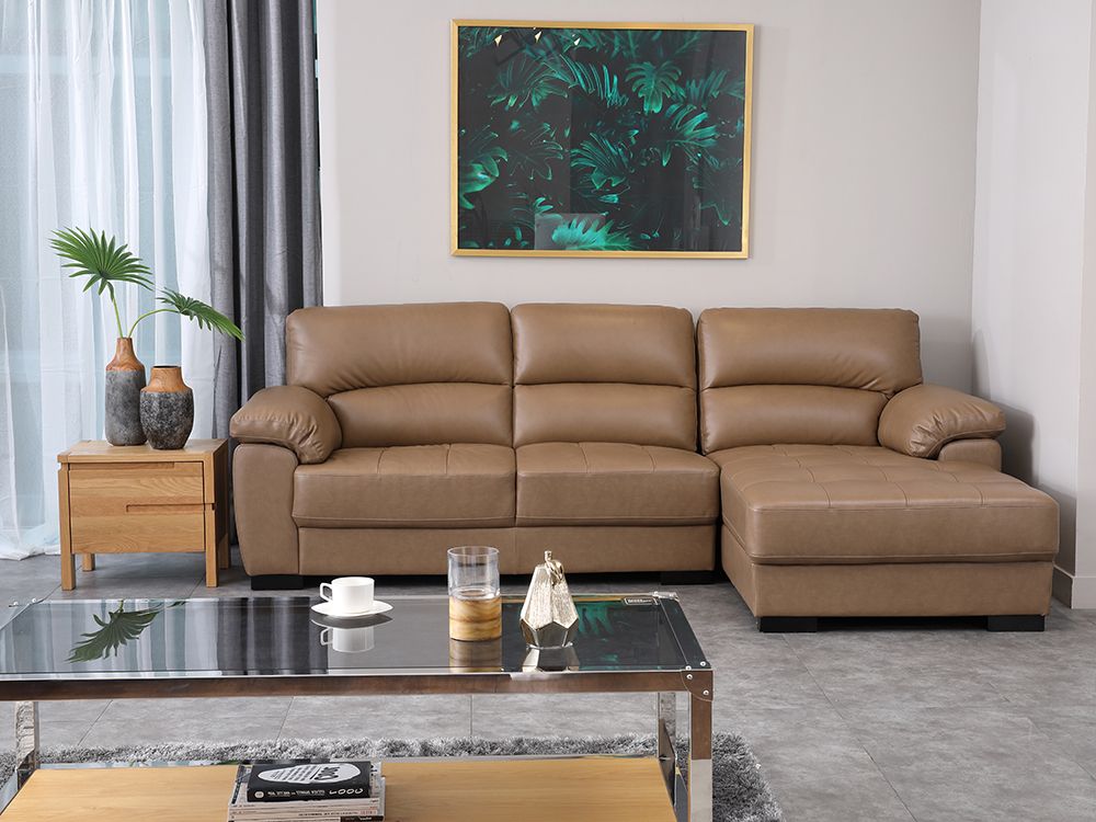 Sofa Góc Trái Da thật MORETTO Màu Nâu
