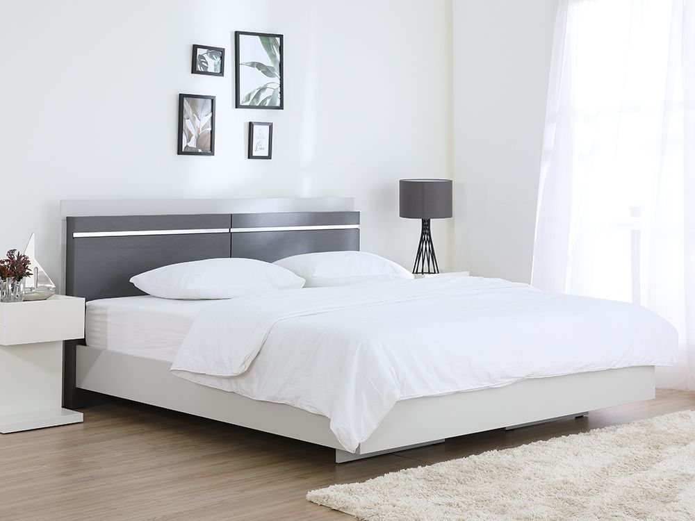 Giường Ngủ Gỗ Công Nghiệp ESTIMA Màu Xám Nhạt