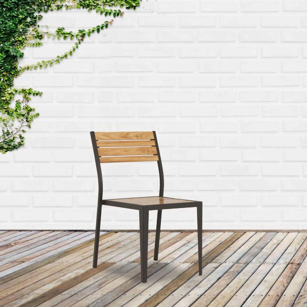 Ghế Ngoài Trời Sắt ZETTA Màu Gỗ
