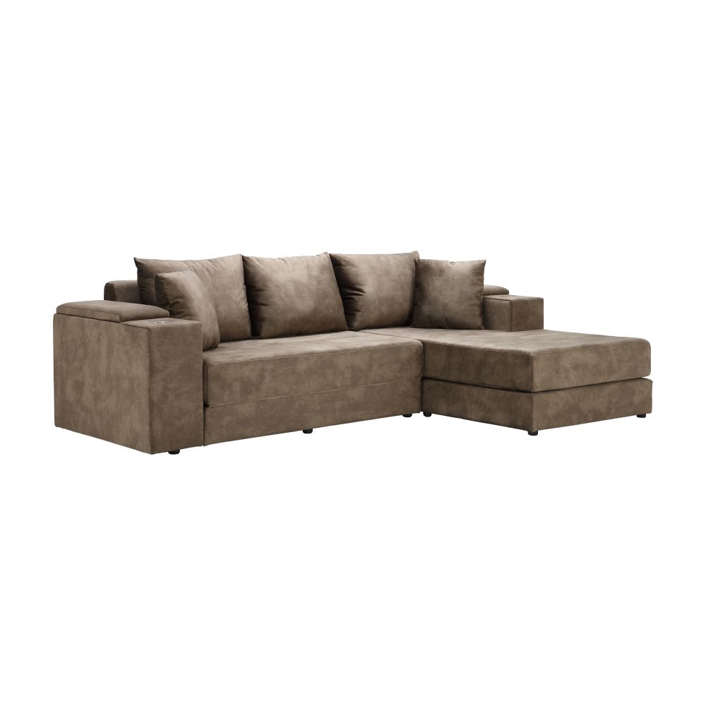 Sofa Giường Vải Nhung STATUS Màu Nâu
