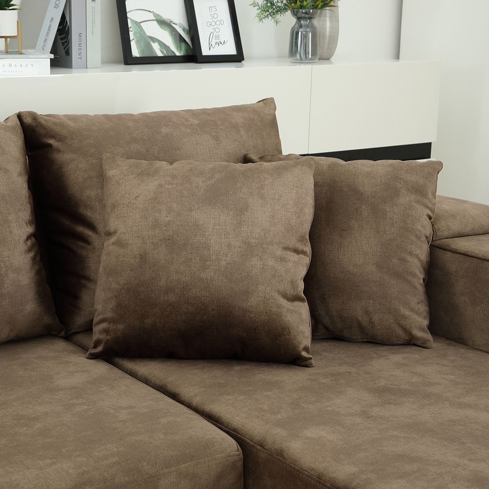 Sofa Giường Vải Nhung STATUS Màu Nâu