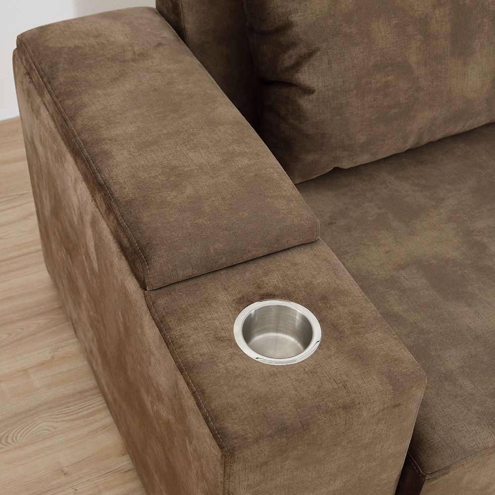 Sofa Giường Vải Nhung STATUS Màu Nâu