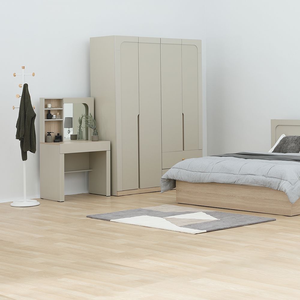 Tủ Quần Áo 4 Cánh Gỗ Công Nghiệp MELBOURNE Màu Sa Thạch